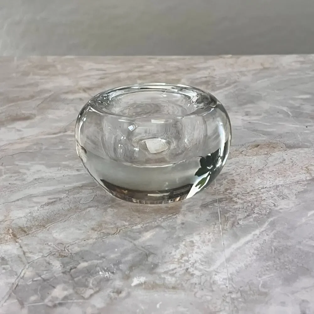 Crate & Barrel Clear Glow Tealight Candle Holder 3.5